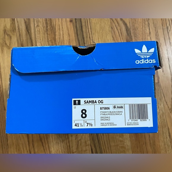 NEW Adidas Samba OG Cloud White Core Black Clear Granite B75806 Men Size 8 Shoes - Picture 6 of 8